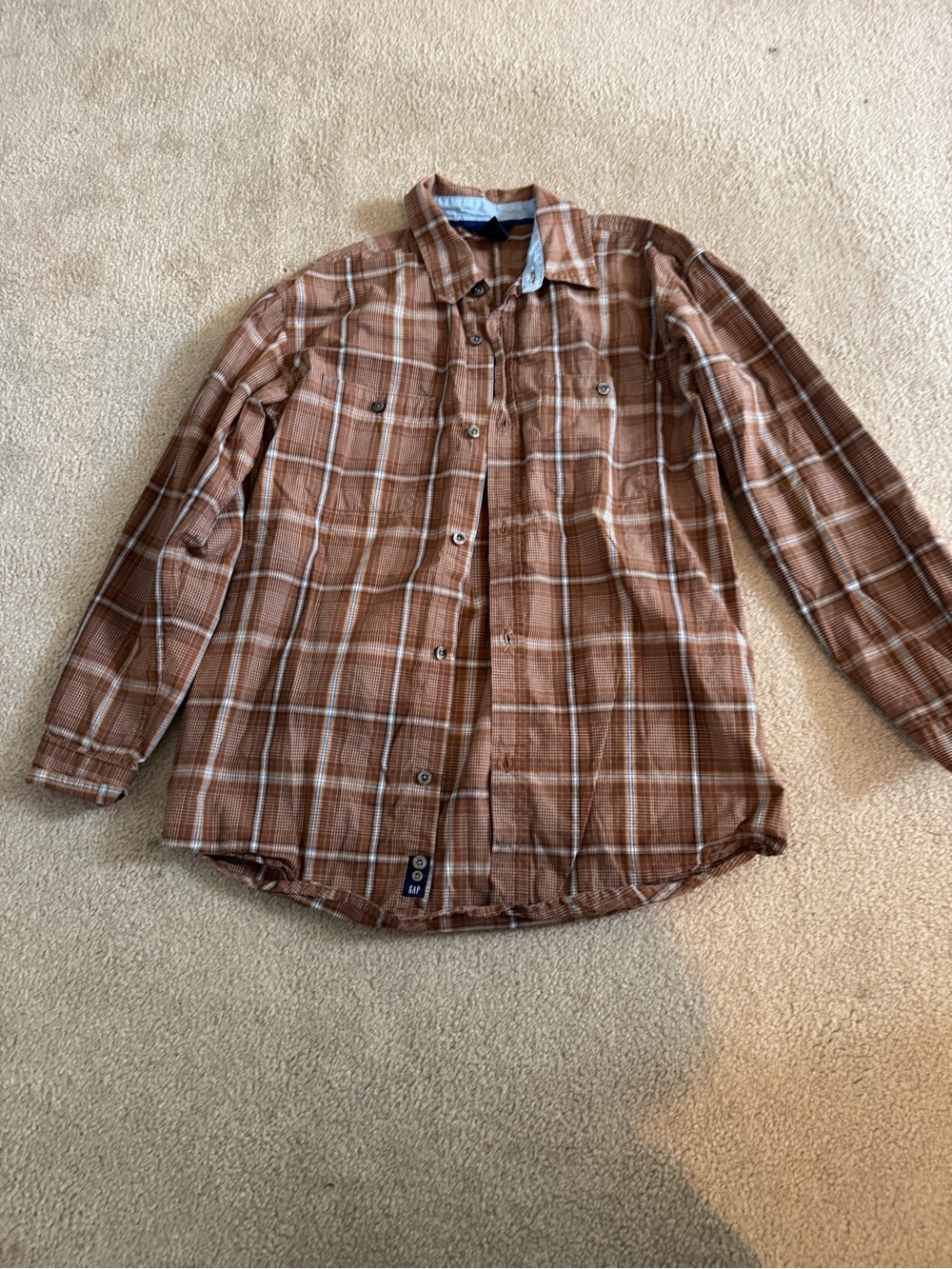GAP Brown Plaid Button-Down Shirt
